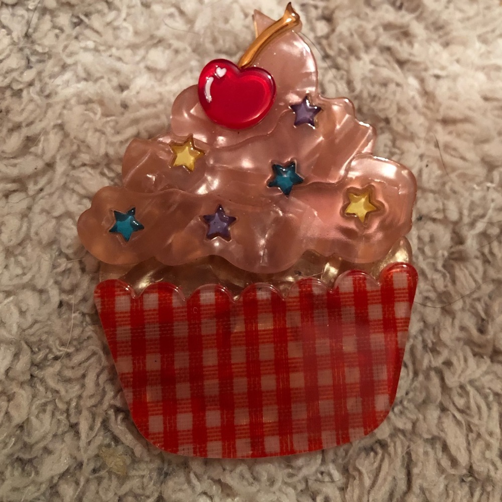 Erstwilder Cherry on Top Cupcake Brooch